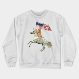 'Meowica Unicorn Cat' Funny July 4th Flag Gift Crewneck Sweatshirt